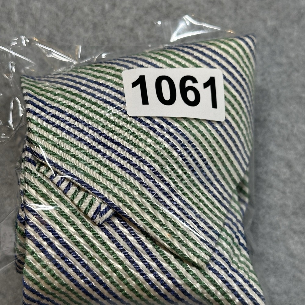 Brooks Brothers 346 Seersucker Silk Blend Tie Green Blue Stripe USA Mens 57x3.75 - Picture 6 of 6